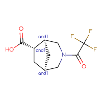 Chemical structure of rac-(1R,5S,6S)-3-(2,2,2-trifluoroacetyl)-3-azabicyclo[3.2.1]octane-6-carboxylic acid - CSSB20620695163
