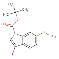 Chemical structure of tert-butyl 3-iodo-6-methoxy-1H-indole-1-carboxylate - CSSB00010988650