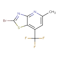 Chemical structure of 2-bromo-5-methyl-7-(trifluoromethyl)-[1,3]thiazolo[4,5-b]pyridine - CSSB06652734172