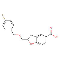 Chemical structure of 2-{[(4-fluorophenyl)methoxy]methyl}-2,3-dihydro-1-benzofuran-5-carboxylic acid - CSSB00025717258