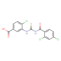 Chemical structure of 4-chloro-3-({[(2,4-dichlorophenyl)formamido]methanethioyl}amino)benzoic acid - CSSB00102610430