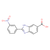 Chemical structure of 2-(3-nitrophenyl)-1H-1,3-benzodiazole-6-carboxylic acid - CSSB00025739641