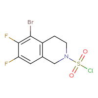 Chemical structure of 5-bromo-6,7-difluoro-1,2,3,4-tetrahydroisoquinoline-2-sulfonyl chloride - CSSB21224770186