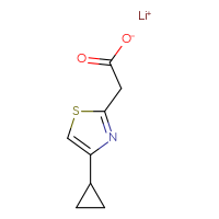 Chemical structure of lithium(1+) 2-(4-cyclopropyl-1,3-thiazol-2-yl)acetate - CSSB00025785365