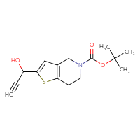 Chemical structure of tert-butyl 2-(1-hydroxyprop-2-yn-1-yl)-4H,5H,6H,7H-thieno[3,2-c]pyridine-5-carboxylate - CSSB00022372193