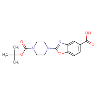 Chemical structure of 2-{4-[(tert-butoxy)carbonyl]piperazin-1-yl}-1,3-benzoxazole-5-carboxylic acid - CSSB02531224562