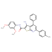 Chemical structure of 3-amino-N-(2,4-dimethoxyphenyl)-6-(4-methylphenyl)-4-phenylthieno[2,3-b]pyridine-2-carboxamide - CSSB00103160251
