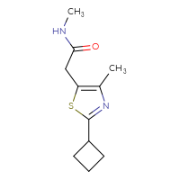 Chemical structure of 2-(2-cyclobutyl-4-methyl-1,3-thiazol-5-yl)-N-methylacetamide - CSSB01992203915