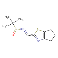 Chemical structure of (R)-N-({4H,5H,6H-cyclopenta[d][1,3]thiazol-2-yl}methylidene)-2-methylpropane-2-sulfinamide - CSSB14972473222