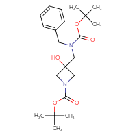 Chemical structure of tert-butyl 3-({benzyl[(tert-butoxy)carbonyl]amino}methyl)-3-hydroxyazetidine-1-carboxylate - CSSB00552810615