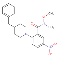 Chemical structure of 2-(4-benzylpiperidin-1-yl)-N-methoxy-N-methyl-5-nitrobenzamide - CSSB00542590385