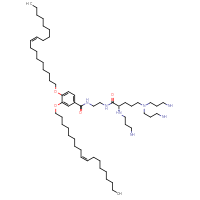 Chemical structure of (2S)-2-[(3-aminopropyl)amino]-5-[bis(3-aminopropyl)amino]-N-[2-({3,4-bis[(9Z)-octadec-9-en-1-yloxy]phenyl}formamido)ethyl]pentanamide - CSSB20504686333