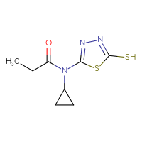 Chemical structure of N-cyclopropyl-N-(5-sulfanyl-1,3,4-thiadiazol-2-yl)propanamide - CSSB00000017847