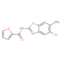 Chemical structure of N-(5-chloro-6-methyl-1,3-benzothiazol-2-yl)furan-2-carboxamide - CSSB00121603255