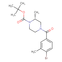 Chemical structure of tert-butyl (2R)-4-(4-bromo-3-methylbenzoyl)-2-methylpiperazine-1-carboxylate - CSSB00326586783
