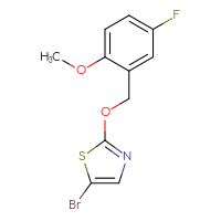 Chemical structure of 5-bromo-2-[(5-fluoro-2-methoxyphenyl)methoxy]-1,3-thiazole - CSSB00015203926