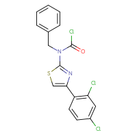Chemical structure of N-benzyl-N-[4-(2,4-dichlorophenyl)-1,3-thiazol-2-yl]carbamoyl chloride - CSSB21224773379