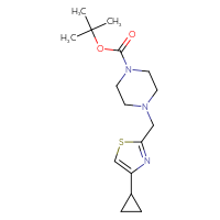 Chemical structure of tert-butyl 4-[(4-cyclopropyl-1,3-thiazol-2-yl)methyl]piperazine-1-carboxylate - CSSB00010254149