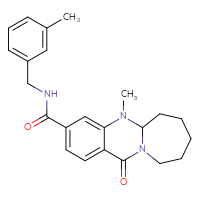 Chemical structure of 5-methyl-N-[(3-methylphenyl)methyl]-12-oxo-5H,5aH,6H,7H,8H,9H,10H,12H-azepino[2,1-b]quinazoline-3-carboxamide - CSSB00025698628
