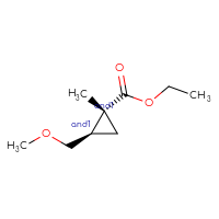 Chemical structure of rac-ethyl (1R,2R)-2-(methoxymethyl)-1-methylcyclopropane-1-carboxylate - CSSB20620684755