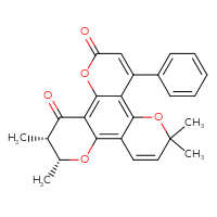 Chemical structure of (10R,11S)-6,6,10,11-tetramethyl-4-phenyl-6,10,11,12-tetrahydro-2H-1,5,9-trioxatriphenylene-2,12-dione - CSSB00161002518