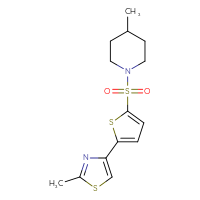 Chemical structure of 4-methyl-1-{[5-(2-methyl-1,3-thiazol-4-yl)thiophen-2-yl]sulfonyl}piperidine - CSSB00046233683