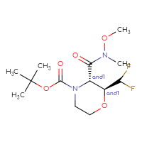 Chemical structure of rac-tert-butyl (2R,3R)-2-(difluoromethyl)-3-[methoxy(methyl)carbamoyl]morpholine-4-carboxylate - CSSB20895949609