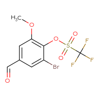 Chemical structure of 2-bromo-4-formyl-6-methoxyphenyl trifluoromethanesulfonate - CSSB21008816176