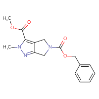 Chemical structure of 5-benzyl 3-methyl 2-methyl-2H,4H,5H,6H-pyrrolo[3,4-c]pyrazole-3,5-dicarboxylate - CSSB02517441023