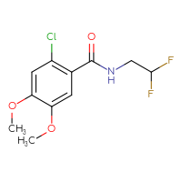 Chemical structure of 2-chloro-N-(2,2-difluoroethyl)-4,5-dimethoxybenzamide - CSSB01577239846