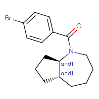 Chemical structure of rac-(5aR,8aR)-1-(4-bromobenzoyl)-decahydrocyclopenta[b]azepine - CSSB14792724583