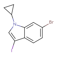 Chemical structure of 6-bromo-1-cyclopropyl-3-iodo-1H-indole - CSSB03219847839