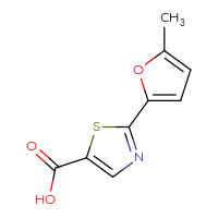 Chemical structure of 2-(5-methylfuran-2-yl)-1,3-thiazole-5-carboxylic acid - CSSB00011266567