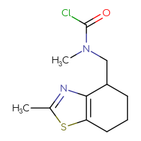 Chemical structure of N-methyl-N-[(2-methyl-4,5,6,7-tetrahydro-1,3-benzothiazol-4-yl)methyl]carbamoyl chloride - CSSB14956381104