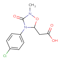 Chemical structure of 2-[4-(4-chlorophenyl)-2-methyl-3-oxo-1,2,4-oxadiazolidin-5-yl]acetic acid - CSSB00025737522