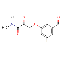 Chemical structure of 3-(3-fluoro-5-formylphenoxy)-N,N-dimethyl-2-oxopropanamide - CSSB21332853964
