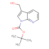 Chemical structure of tert-butyl 3-(hydroxymethyl)-1H-pyrrolo[2,3-b]pyridine-1-carboxylate - CSSB00010234768