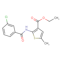 Chemical structure of ethyl 2-(3-chlorobenzamido)-5-methylthiophene-3-carboxylate - CSSB00028316053
