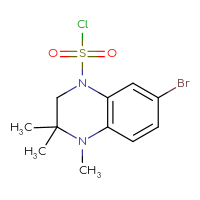 Chemical structure of 7-bromo-3,3,4-trimethyl-1,2,3,4-tetrahydroquinoxaline-1-sulfonyl chloride - CSSB21224774973