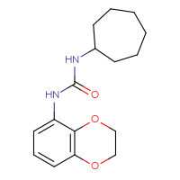 Chemical structure of 1-cycloheptyl-3-(2,3-dihydro-1,4-benzodioxin-5-yl)urea - CSSB02050552201