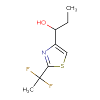Chemical structure of 1-[2-(1,1-difluoroethyl)-1,3-thiazol-4-yl]propan-1-ol - CSSB02517391678