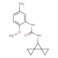 Chemical structure of 3-{dispiro[2.0.2⁴.1³]heptan-7-yl}-1-(2-methoxy-5-methylphenyl)urea - CSSB01224456625