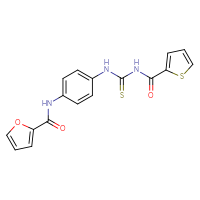 Chemical structure of N-[4-({[(thiophen-2-yl)formamido]methanethioyl}amino)phenyl]furan-2-carboxamide - CSSB00102641655