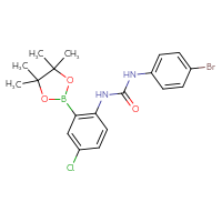 Chemical structure of 1-(4-bromophenyl)-3-[4-chloro-2-(4,4,5,5-tetramethyl-1,3,2-dioxaborolan-2-yl)phenyl]urea - CSSB21332085656
