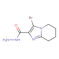 Chemical structure of 3-bromo-5H,6H,7H,8H-imidazo[1,2-a]pyridine-2-carbohydrazide - CSSB21151597199