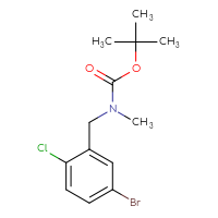 Chemical structure of tert-butyl N-[(5-bromo-2-chlorophenyl)methyl]-N-methylcarbamate - CSSB02008227253