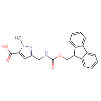 Chemical structure of 3-[({[(9H-fluoren-9-yl)methoxy]carbonyl}amino)methyl]-1-methyl-1H-pyrazole-5-carboxylic acid - CSSB00102505236
