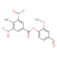 Chemical structure of 4-formyl-2-methoxyphenyl 4-methyl-3,5-dinitrobenzoate - CSSB00121714209