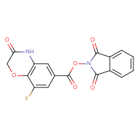 Chemical structure of 1,3-dioxo-2,3-dihydro-1H-isoindol-2-yl 8-fluoro-3-oxo-3,4-dihydro-2H-1,4-benzoxazine-6-carboxylate - CSSB17484212874