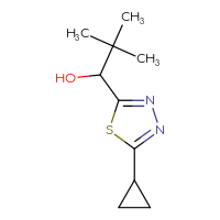 Chemical structure of 1-(5-cyclopropyl-1,3,4-thiadiazol-2-yl)-2,2-dimethylpropan-1-ol - CSSB02130785702